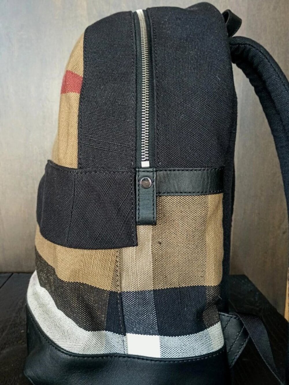 Burberry Jute Calfskin Mega Check Plaid Backpack - Picture 4 of 7